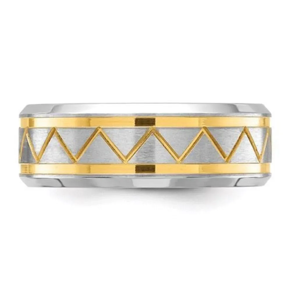 Chisel Titanium Brushed and Polished Yellow IP-plated 8mm Band